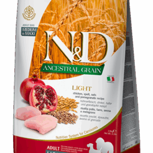 נטורל אנד דלישס אנסס עוף ורימון לייט מזון יבש לכלב מדיום ומקסי 12 ק"ג N&D Ancestral Grain Chicken And Pomegranate Light Medium & Maxi For Dogs