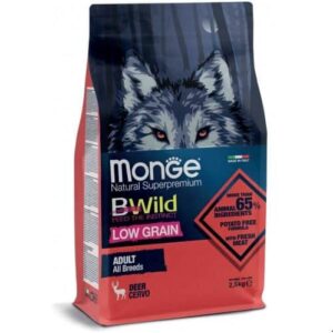 מונג' בי ויילד מזון לכלבים בוגרים מכל הגזעים צבי מופחת דגנים