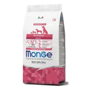 MONGE מונג 12 ק"ג מזון יבש לכלב בוגר בטעם בקר ואורז